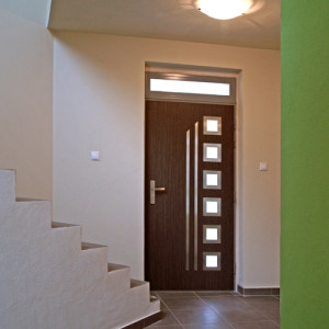 ADLO - Security door LISBEO, glass P552, top skylight, security fitting Astra