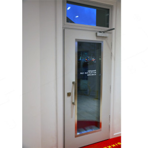 ADLO - Security door Termo Aduo, glass P100, armour-style triple-pane clear glass, anticorro-slats, doorknob