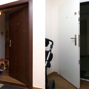 ADLO - security door ADUO, two-coloured door and two-coloured doorframe with facing