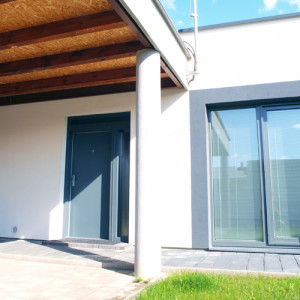 ADLO � exterior Termo door TESIM with skylights, door and doorframe surface RAL 7011 matt