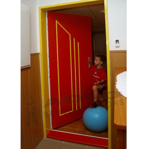 ADLO - Security door TEDUO, slat design L371, yellow slats and yellow doorframe