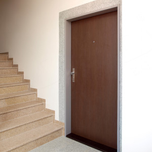 ADLO - Security door TEDUO, door surface H1428 Woodline Mocca, entrance door into an apartment