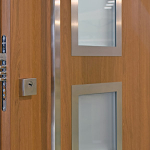 ADLO - Security exterior Termo door Aduo, glass PS554, vertical door pull, slats Anticor