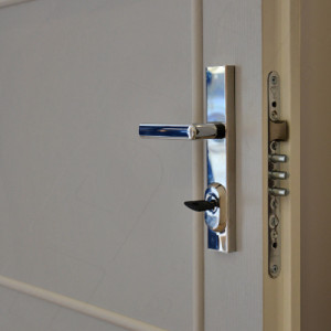 ADLO - security door TEDUO, slat LB200, rounded slat shape, door surface lamino MDF interior