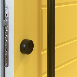 ADLO - Security door Zenel, profile design, RAL 1023, door pull black, matt, oval, with rossette