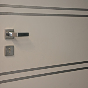 ADLO - Security Termo door ADUO, atypical slat design, flat slats Anticoro, rossette fitting