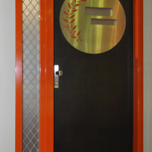 ADLO - Security door ARDEN, NOBLESSE, Zaira 004, Termo Exterior, glass skylight with grid