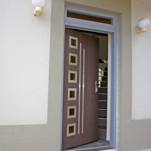 ADLO - Security door LISBEO, glass P552, glass Oak Bark - bronze, top skylight