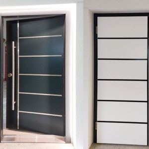 ADLO - Exterior Termo door, two-coloured, glass, vertical oval doorpull, dimension 90cm x 210cm