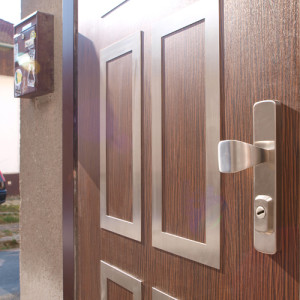 ADLO - exterior Termo door Lisbeo, slat design L 350, Anticor slats, two-coloured