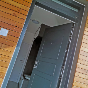 ADLO - exterior Termo door ADUO, profile design F250, door surface RAL 7016, top skylight