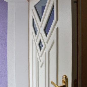 ADLO - security door Teduo, atypical glass, Termo exterior, armour-style triple-pane glass, glass surface blue Stopsol, detail