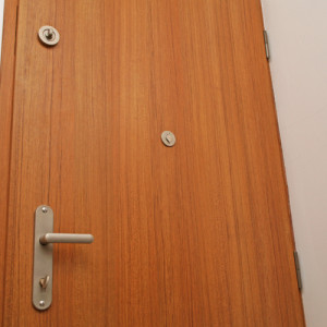 ADLO - Security door ADUO, unified colour scheme for the security fitting, door guard, viewer, and hinges