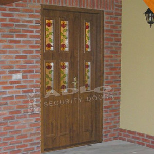 ADLO - Security door TEDUO, glass P351, double-wing, atypical stained glass