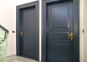 ADLO - Security door ADUO, atypical cassette design, surface RAL 7024, atypical doorframe facing