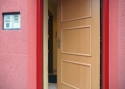ADLO - exterior Termo door Aduo, slat design LOG 200, door surface S810, doorframe surface RAL3005