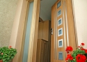 ADLO – exterior Termo door LISBEO, glass with skylights, antirust slats, Wooden decor ADLO doorframe