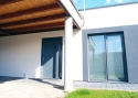 ADLO – exterior Termo door TESIM with skylights, door and doorframe surface RAL 7011 matt