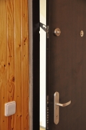 Inside view, open door with the locked guard 