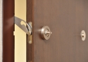 Inside view, open door with the locked guard 