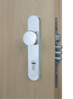 Security fitting Rostex T802, Round, Chrome Stainless steel polished, Handle - Ball