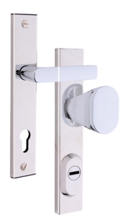 Security fitting Rostex R1, Square, Chrome Stainless steel polished, Handle - Handle oval