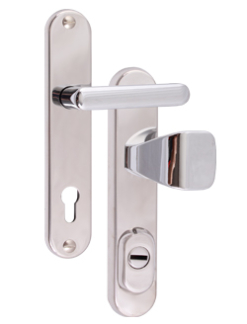 Rostex R1 security fittings, Round, Chrome Stainless steel glossy, Handle - Square handle