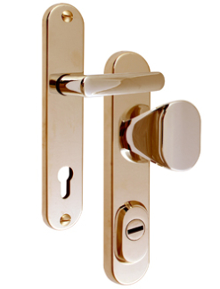 Rostex R1 security fittings, Round, Titanium glossy, Handle - Oval handle