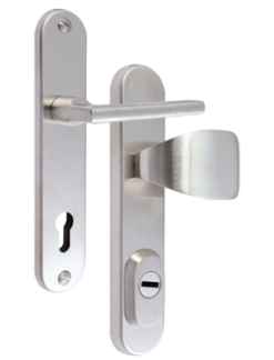 Rostex R1 security fittings, Round, Stainless steel matt, Brit, Handle - Square handle
