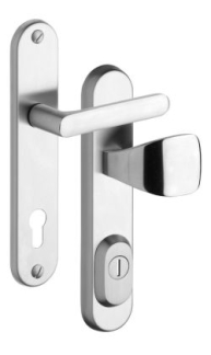 Rostex R1 security fittings, Round, Stainless steel matt, Exclusive, Handle - Square handle
