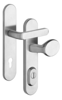 Security fitting Rostex RX1-50 RC3, Round, Stainless steel matt, Solid, Handle - Teardrop handle