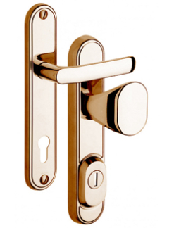 Security fittings Rostex R1 Decor, Round, Titanium glossy, Handle - Oval handle