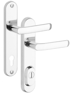 Security fitting Rostex R4, Round, Chrome Stainless steel polished, Handle - Handle