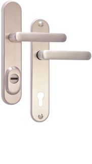 Security fitting Rostex R4, Round, Stainless steel matt, Exclusive, Handle - Handle