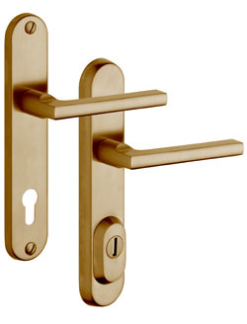 Security fitting Rostex R4, Round, Stainless steel matt Titanium, Brit, Handle - Handle