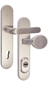 Rostex RX1-50 RC4 security fittings, Round, Stainless steel Matt, Solid, Handle - Teardrop handle