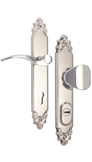 Rostex R1 security fittings, Decorative - for left doors, Chrome Stainless steel glossy, Handle - Oval handle