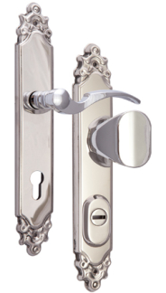 Rostex R1 security fittings, Decorative - for right door, Chrome Stainless steel polished, Handle - Oval handle