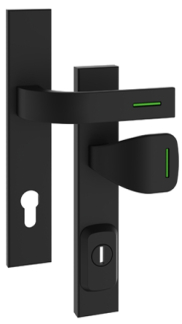 Rostex RN1 Fondi security fittings, Square, Black matt, Lumino green, Handle - Square handle