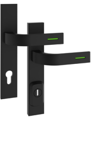 Security fitting Rostex RN4 Fond, Square, Black matt, Lumino green, Handle - Handle