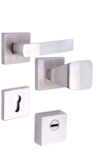 Security rosette fitting Rostex R1/H, Square, Stainless steel matt, for the Economy series