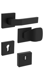 Rostex security rosette fitting R1/H MT finish, Square, Stainless steel matt, Lumino blue, for Elite and Termo series