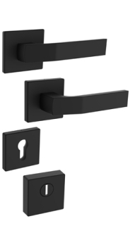 Rostex R4/H security rosette fitting MTL finish, Square, Stainless steel matt, Lumino blue, for Elite and Termo series