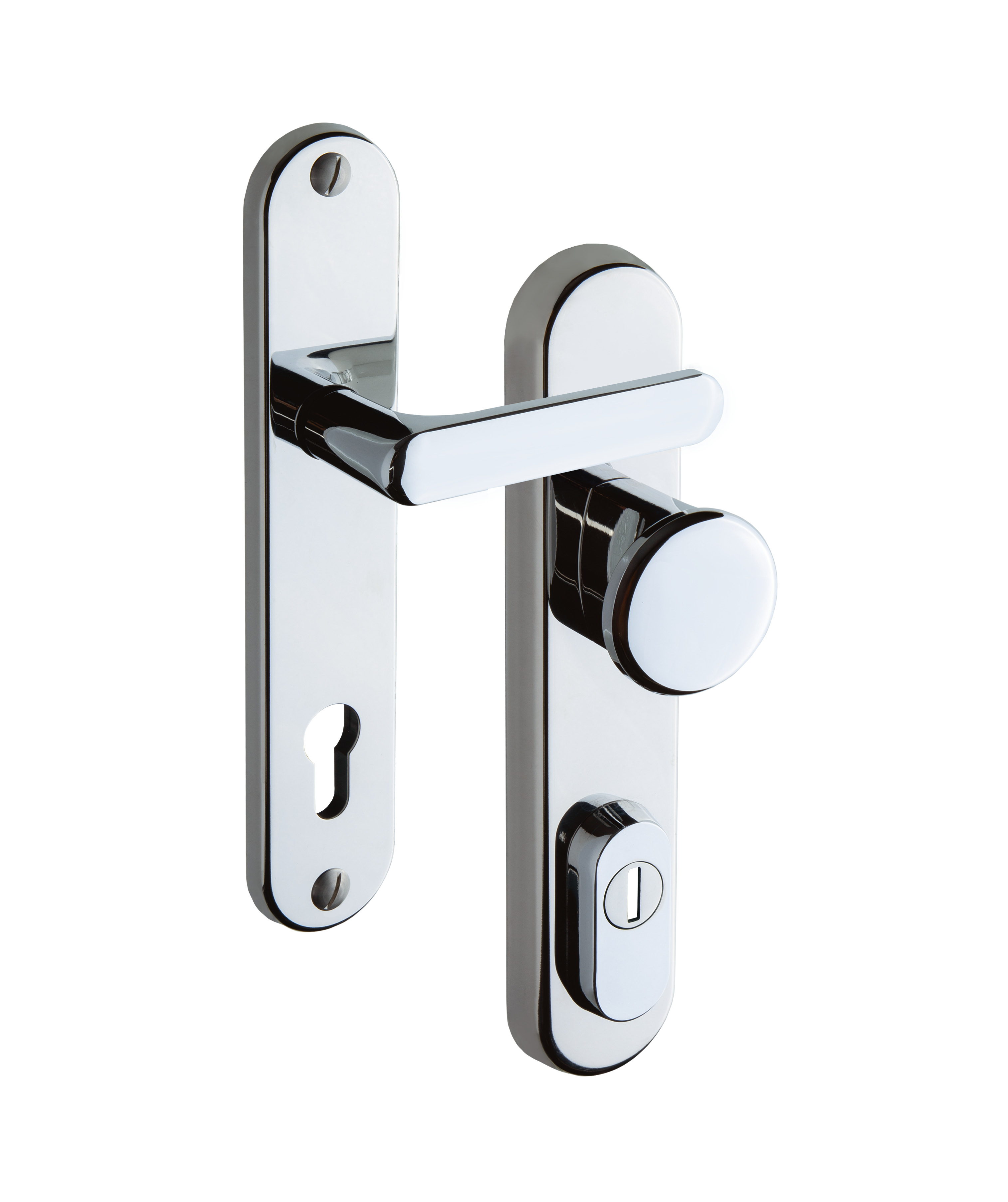 Security fitting Rostex Fest, Round, Chrome Stainless steel polished, Handle - Ball