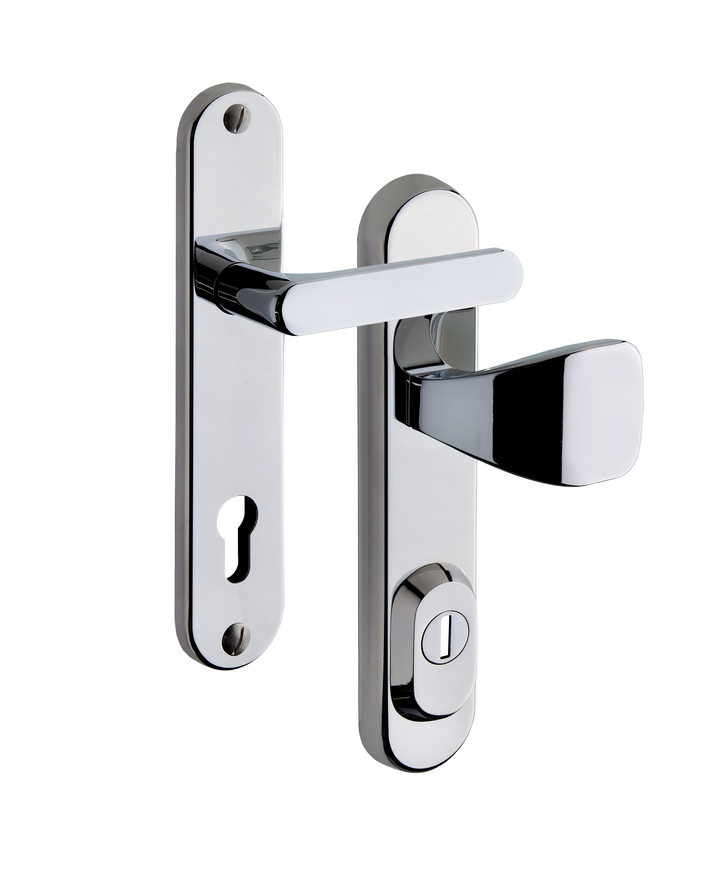 Rostex R1 security fittings, Round, Chrome Stainless steel glossy, Handle - Square handle