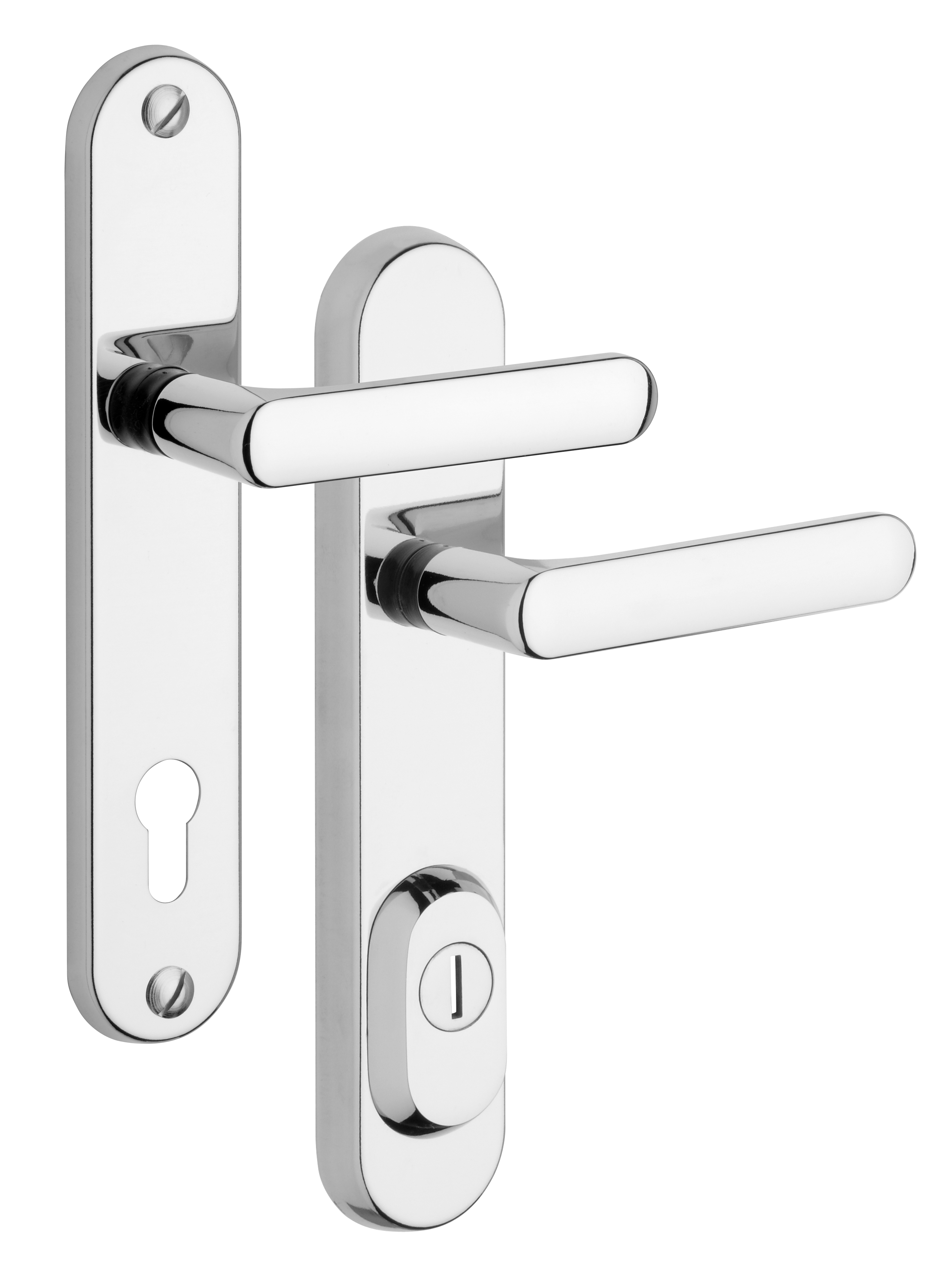 Security fitting Rostex R4, Round, Chrome Stainless steel polished, Handle - Handle