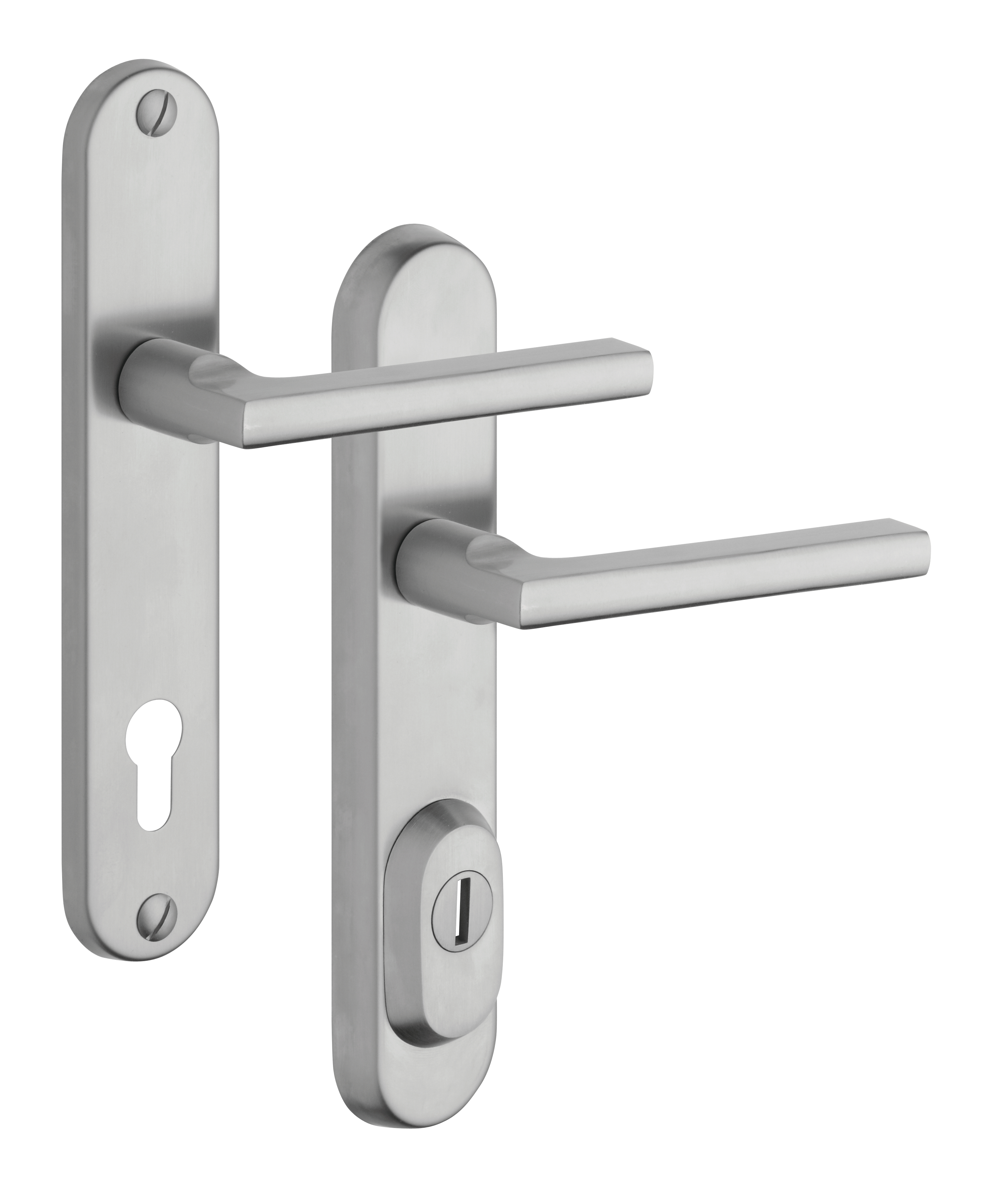 Security fitting Rostex R4, Round, Stainless steel matt, Brit, Handle - Handle