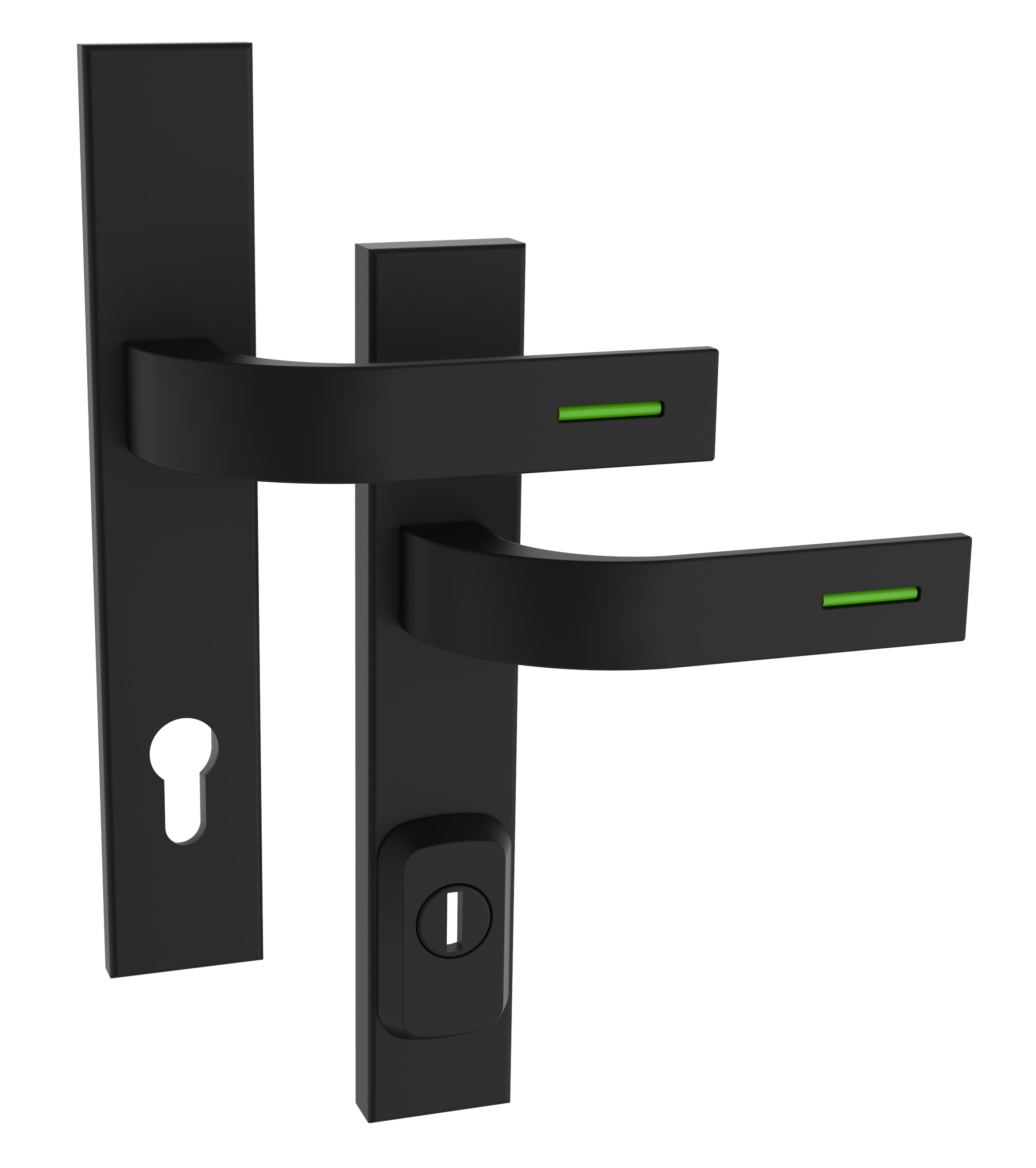 Security fitting Rostex RX4 Astra RC3, Stainless steel matt, Lumino green, Bologna handle - Handle