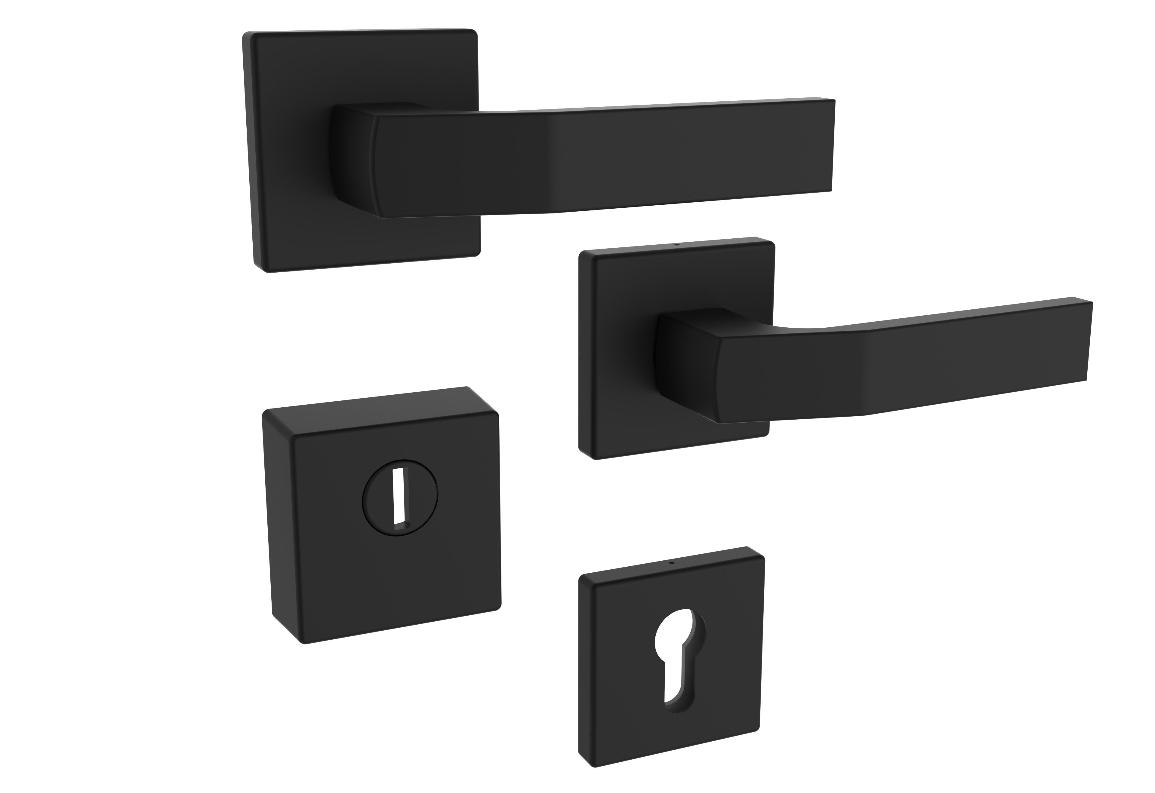 Security rosette fitting Rostex RN4/H, square, matt black, handle - handle