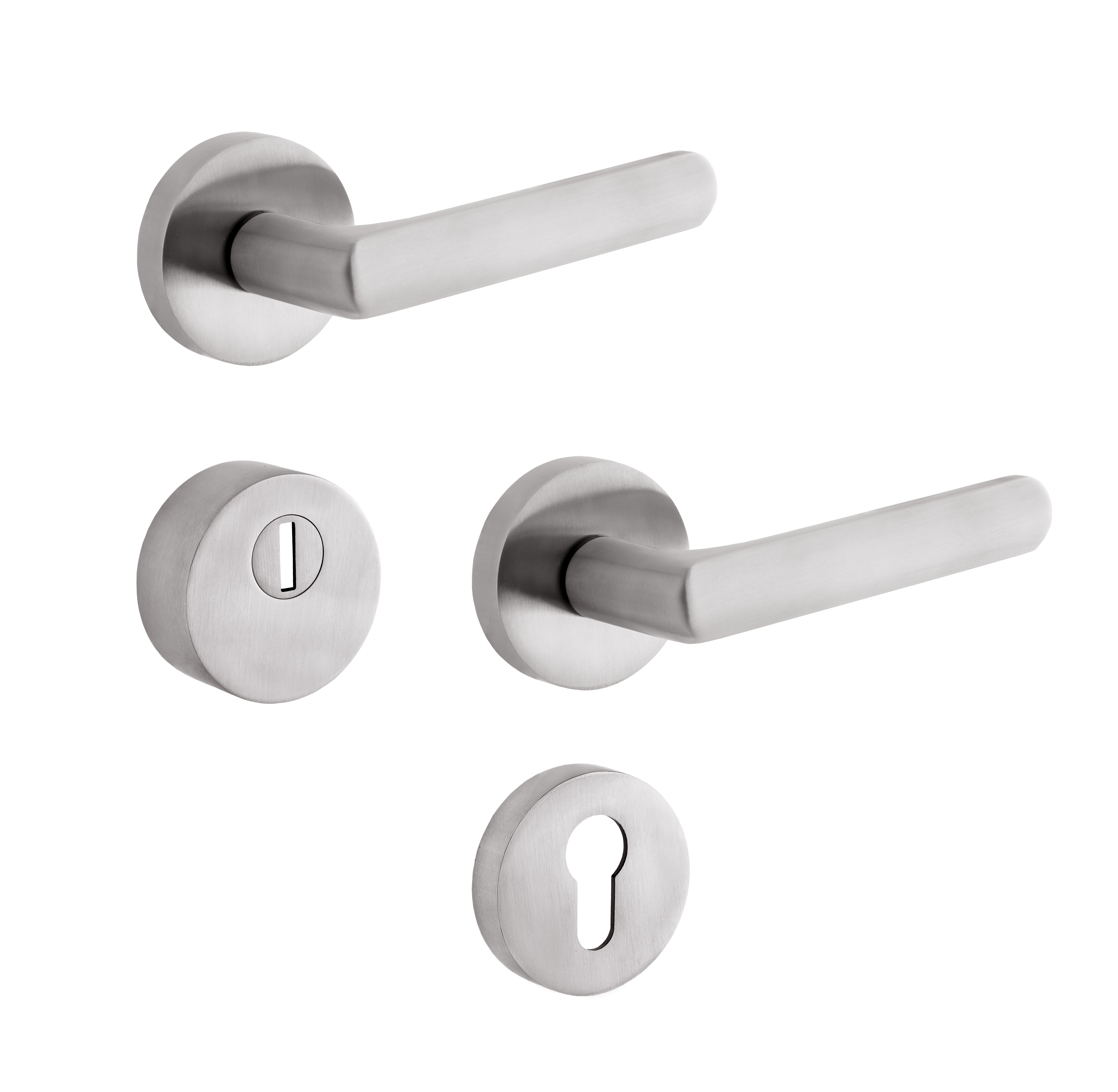 Security rosette fitting Rostex RN4/S, round, matt stainless steel, handle - handle